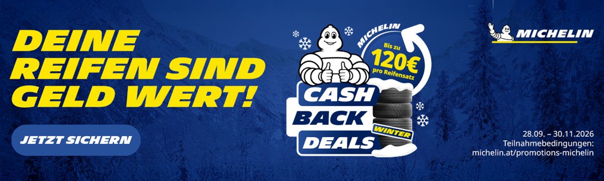 Jetzt bis zu 120,-€ Cashback auf Michelin Reifen sichern